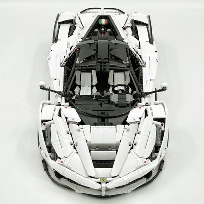 Trilumity LaFerrari C6 Sportcar, Custom White Goddess Building Block Set, 1:8 Scale, Remote Control, 4,739-Piece