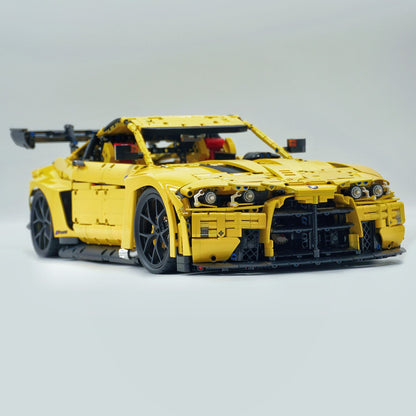 Trilumity Building Block Set: 1: 8 BMW M4 GT3 Building Set, Fully Detailed Simulation, Baked Enamel Yellow Custom Edition (4556Piece)