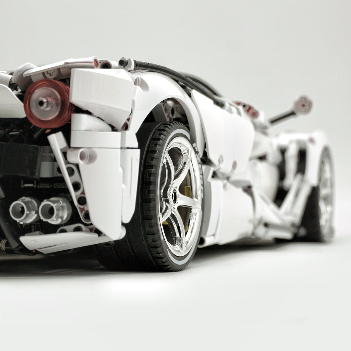 Trilumity LaFerrari C6 Sportcar, Custom White Goddess Building Block Set, 1:8 Scale, Remote Control, 4,739-Piece