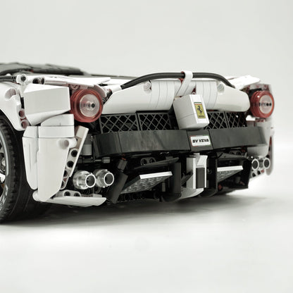 Trilumity LaFerrari C6 Sportcar, Custom White Goddess Building Block Set, 1:8 Scale, Remote Control, 4,739-Piece