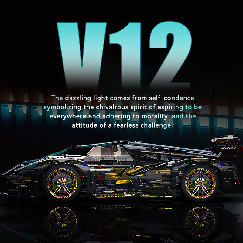 Trilumity Motorized Building Block Set: 1: 8 Lamborghini Lambo V12 Vision GT, Cyberpunk Style, Electric Opening and Closing Cockpit (2472-Piece)