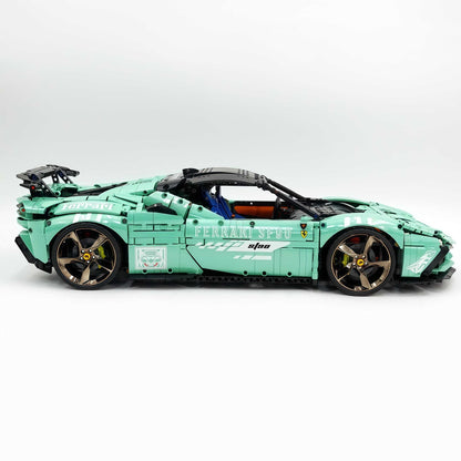 Trilumity Motorized Building Block Set: 1:8 Xx Track Hybrid Baked Enamel Mint Green Limited Color, The Ultimate Supercar, More Than 12 Features