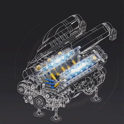 Trilumity Building Block Set: Italian V12 Hypercar Engine | Motorised Supercar Engine Model | 1240-Piece