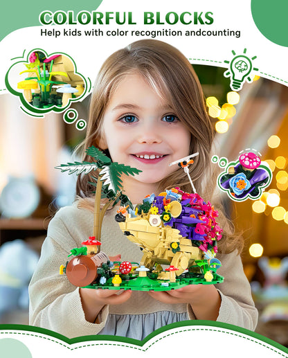 Trilumity Hedgehog Flowers, Cute Insects Animals Collection Model Jungle Animal Crossing Building Block Set, 988-Piece