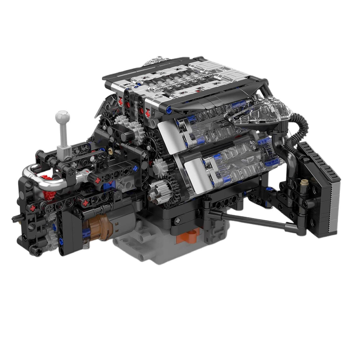 Trilumity Motorized Building Block Set: Twin Turbo W12 German Engine (870-Piece)
