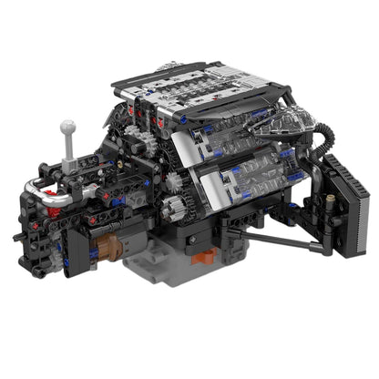 Trilumity Motorized Building Block Set: Twin Turbo W12 German Engine (870-Piece)
