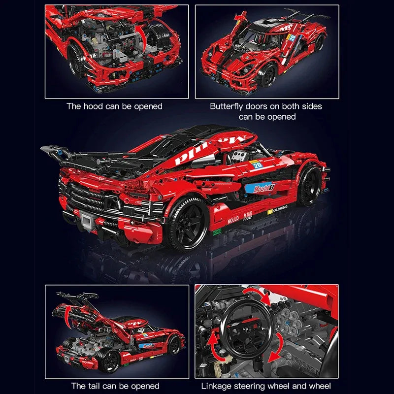 Mould King MOC Motorized Building Block Set: Koenigsegg One Super Racing Car, Model K13121