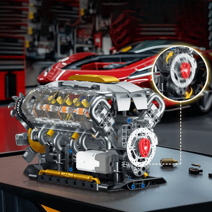 Trilumity Building Block Set: Motorised V8 Engine (692-Piece)