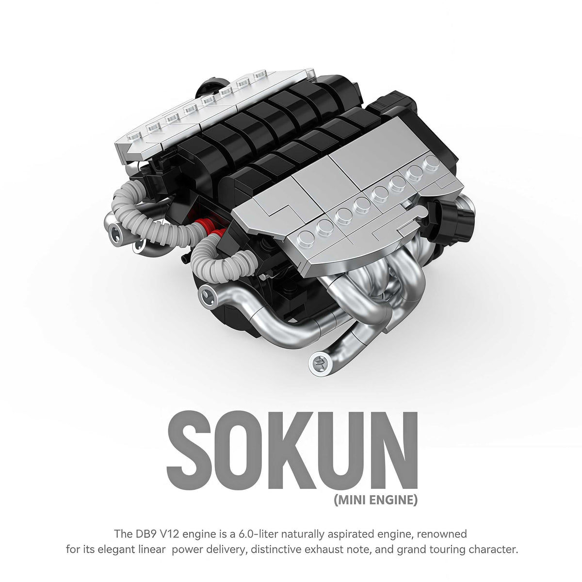 Trilumity Building Block Set: Aston Martin Db9 V12 Engine | Home Decor (375-Piece)