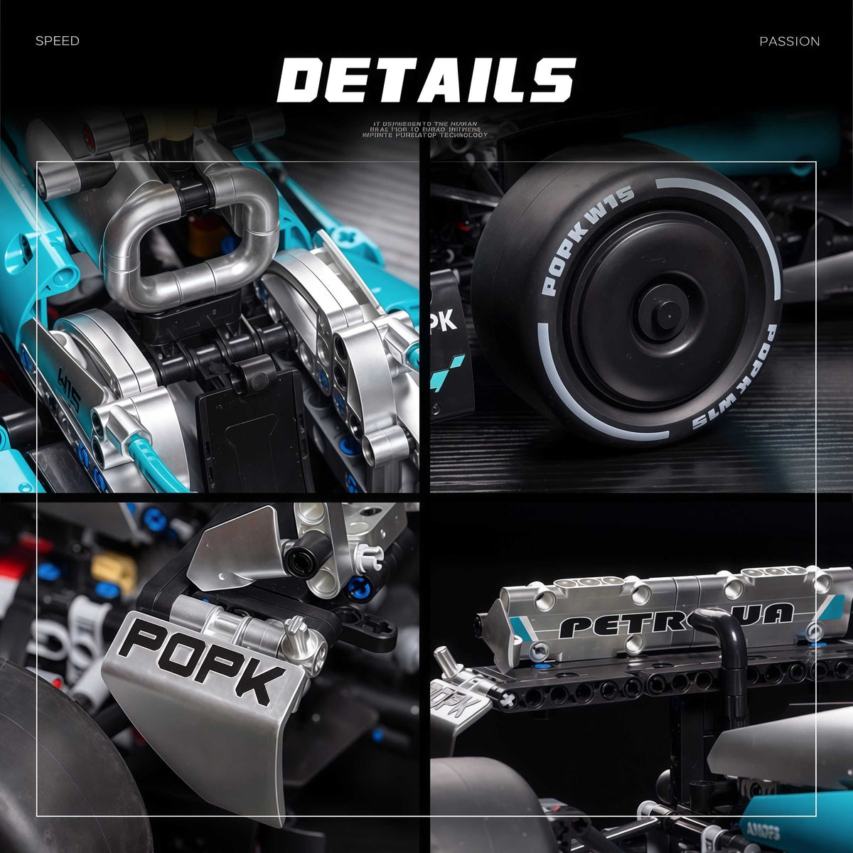 Trilumity Building Block Set: 1:8 Mercedes-Benz Abu Dhabi W15 F1 Racing Car (1936-Piece)
