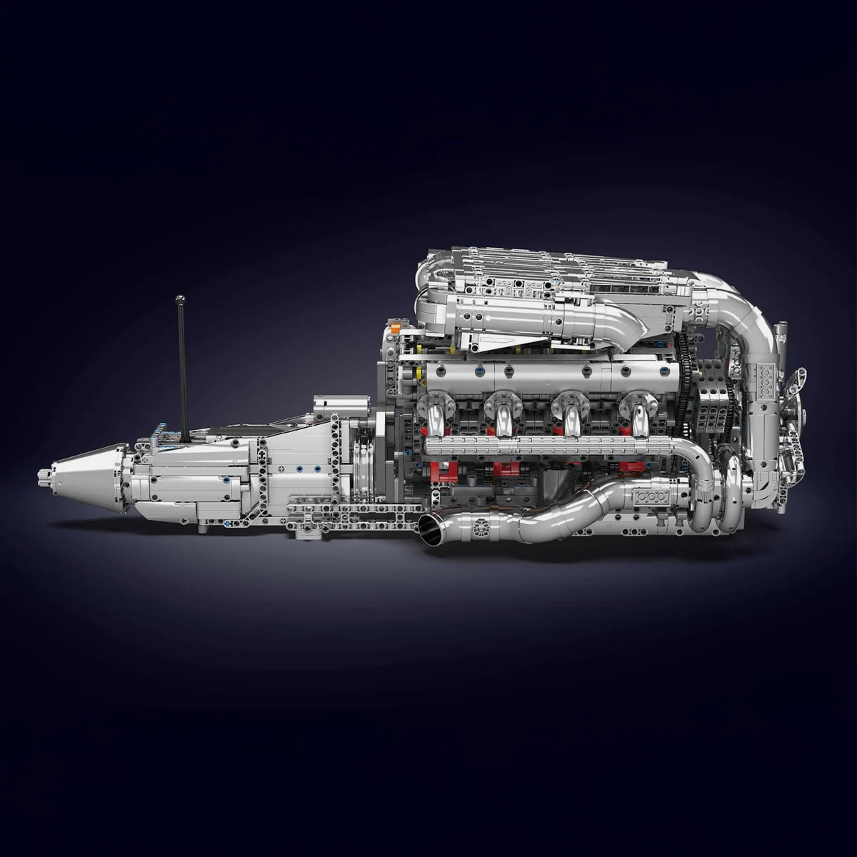 Trilumity Motorized Building Block Set: The Ultimate Chrome Twin Turbo V8 Engine & Gearbox (2899-Piece)