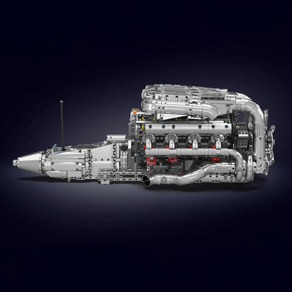 Trilumity Motorized Building Block Set: The Ultimate Chrome Twin Turbo V8 Engine & Gearbox (2899-Piece)