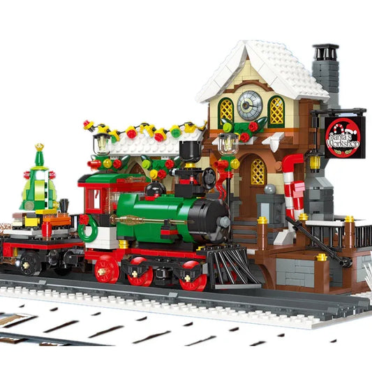JieStar Building Block Set: The Railway Station At Christmas, Model 89142