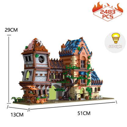 JieStar MOC Building Block Set: Experts MOC Medieval Town Tavern, Model 89151