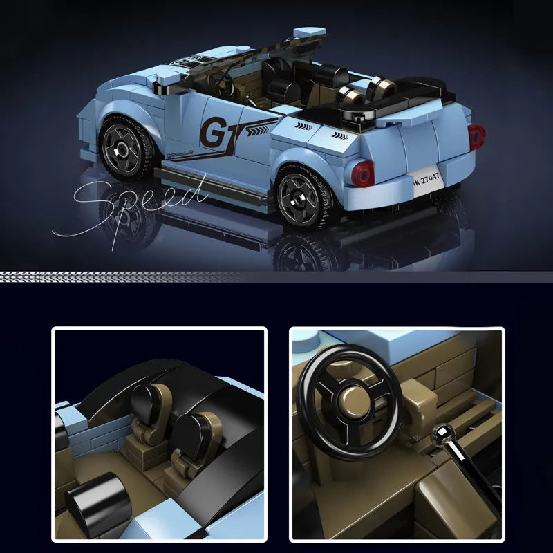Mould King Building Block Set: Mini V Beetle Speed Champions Car, Model K27047
