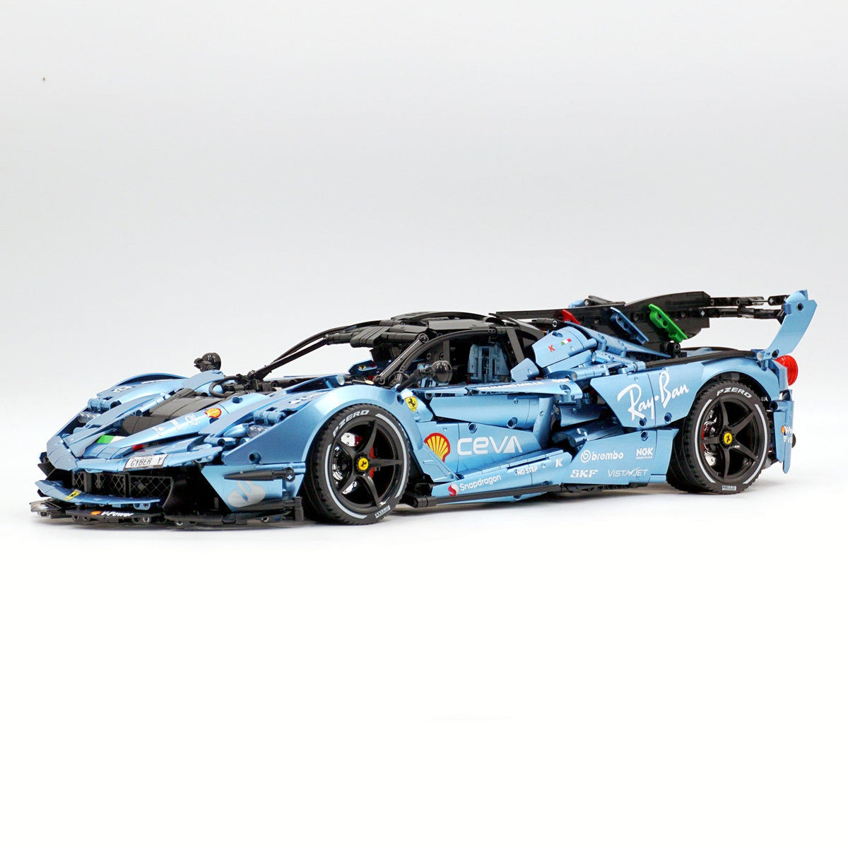 Trilumity Motorized Building Block Set: 1:8 The Ultimate Italian Hybrid Hypercar Evo | Customized Electroplating Tiffany Blue Italian Exotic