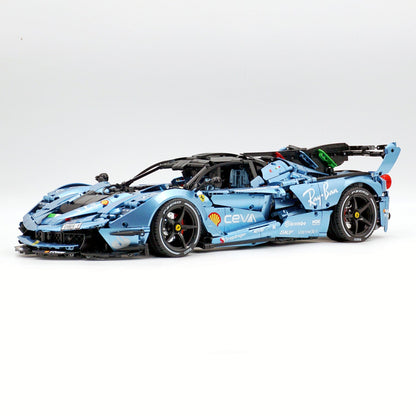 Trilumity Motorized Building Block Set: 1:8 The Ultimate Italian Hybrid Hypercar Evo | Customized Electroplating Tiffany Blue Italian Exotic