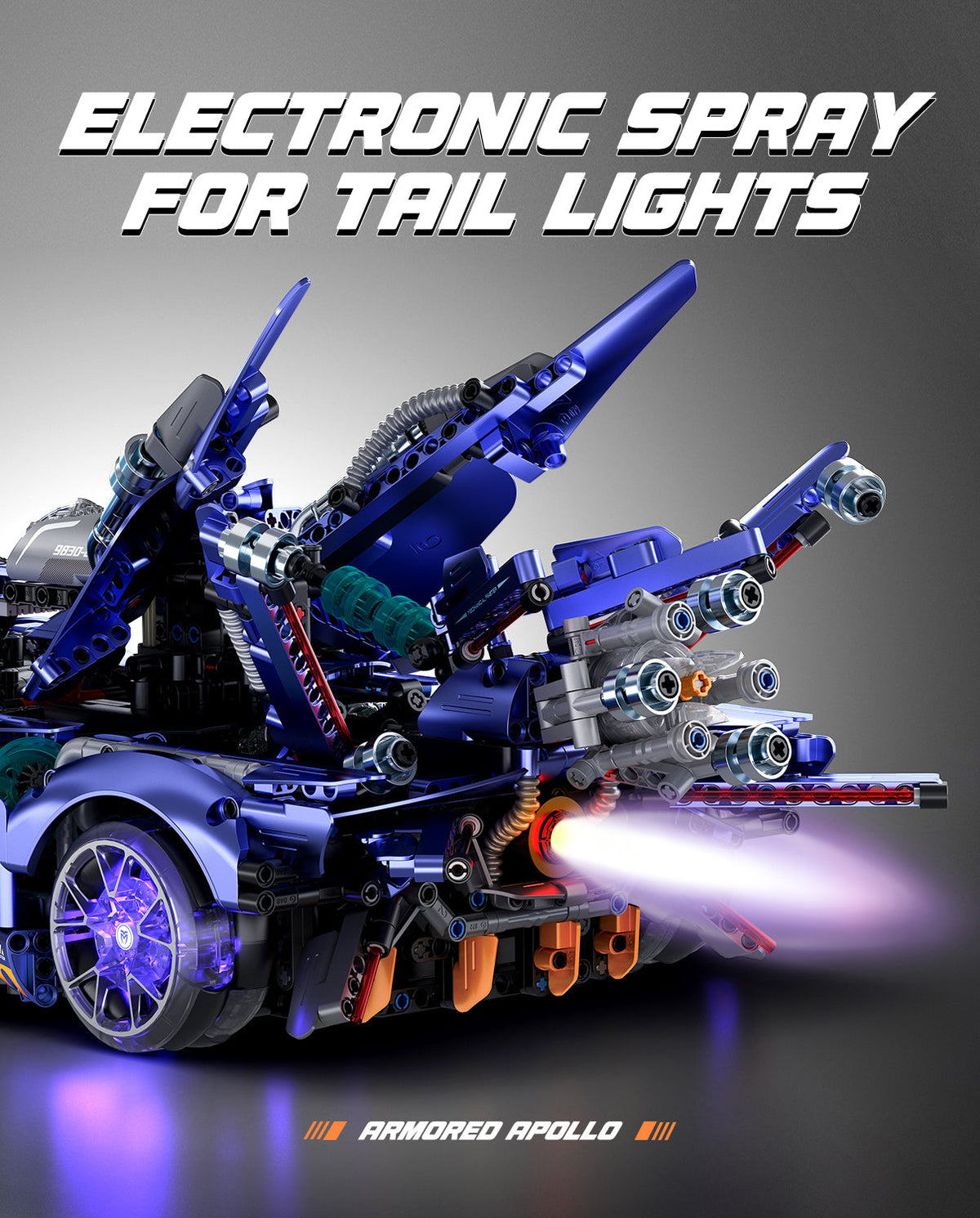 Trilumity Building Block Set: 1: 10 Apollo X1 Modified Version with Remote Control, Drift, Color Light Wheels, Jet Propulsion, Armor Explosion Mode