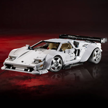Trilumity Building Block Set: 1:8 Widebody Classic Italian 80s Icon – Pearlescent White Edition (4301-Piece)