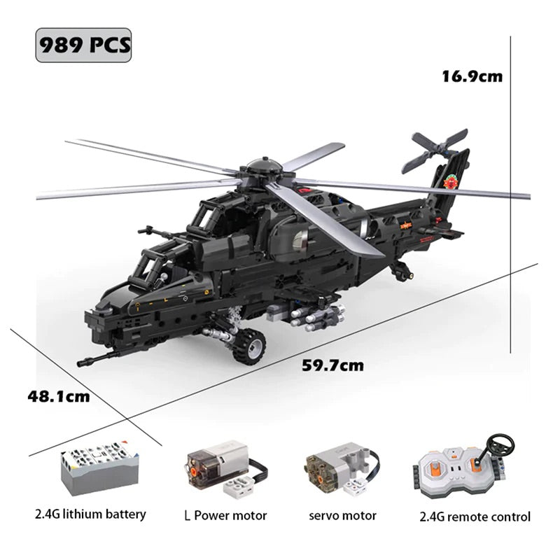 Trilumity WZ-10 Helicopter Building Block Set, Remote Control, 1,029-Piece