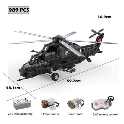 Trilumity WZ-10 Helicopter Building Block Set, Remote Control, 1,029-Piece