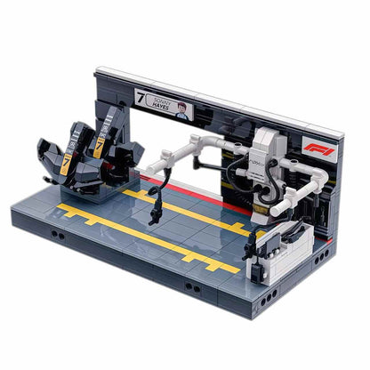 Trilumity Building Block Set: Apx Gp F1 Pit Lane Gate 7 | Includes a Complete Set of Stickers (489Piece)