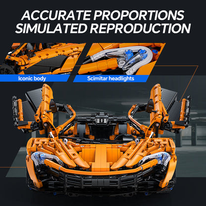 Trilumity Motorized Building Block Set: 1: 8 British Woking Hypercar Smiling W1 Building Sets, Rear wing linked air suspension, Butterfly Wing Door