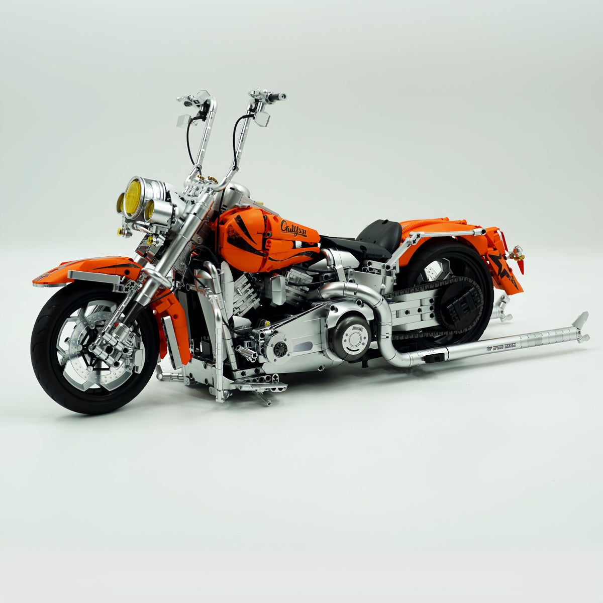 Trilumity Harley Heuer Fat Boy, Electroplating Body Building Block Set, 1:5 Scale, 2,392-Piece