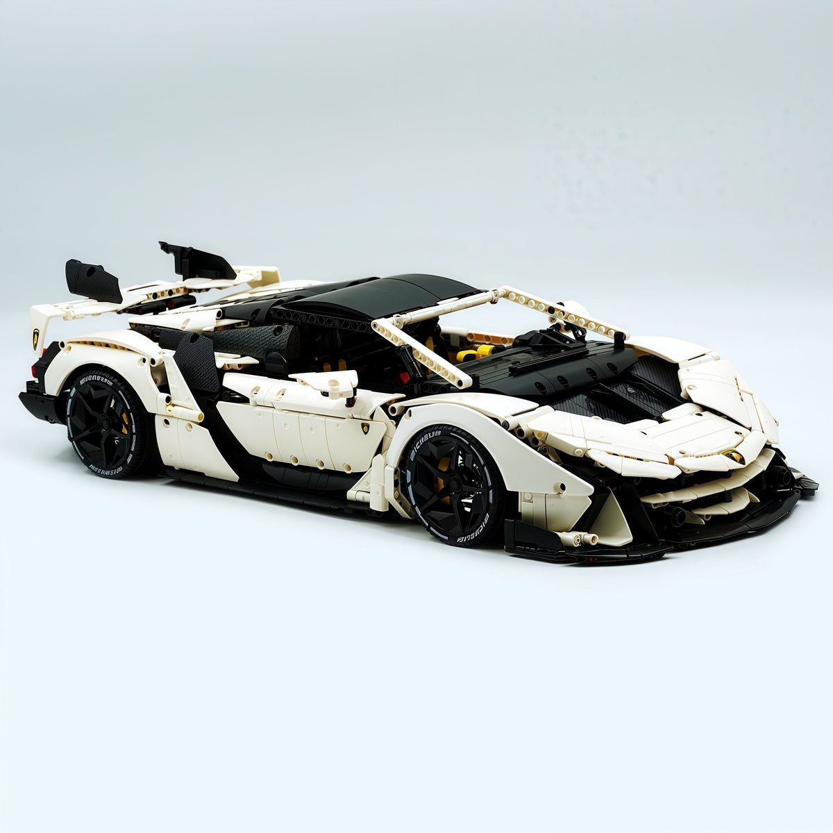 Trilumity Building Block Set: 1: 8 Sant'Agata V12 Farewell, White Goddess Version, Motorized Convertible Switch Mode, Full Vehicle Motorization