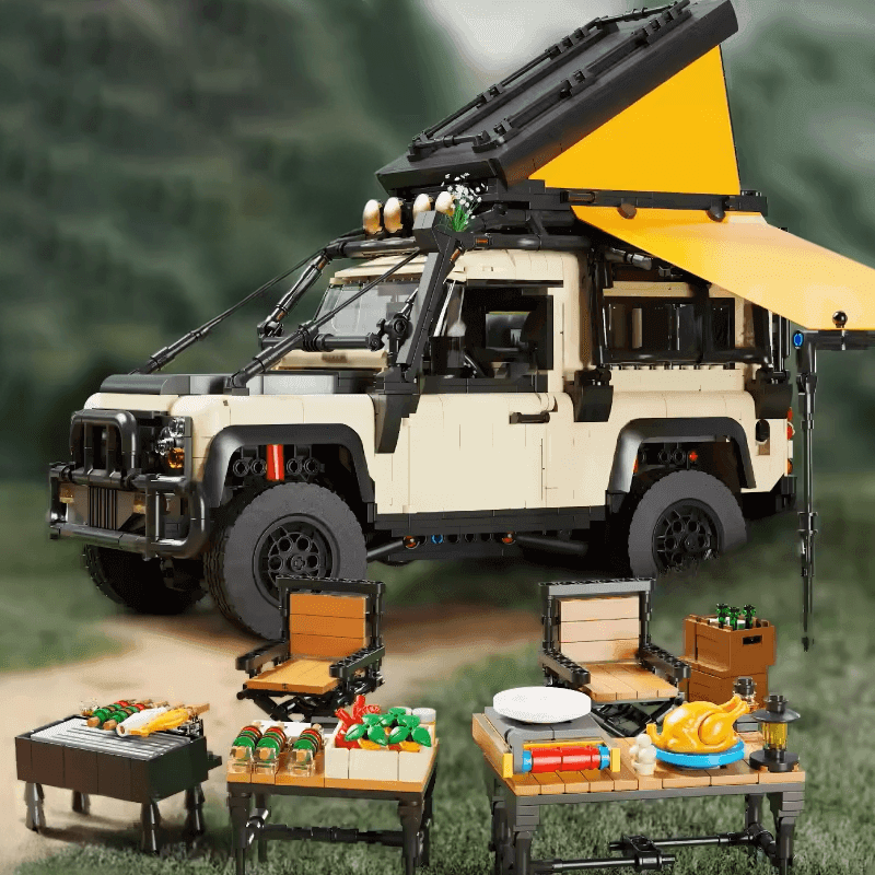 Trilumity Building Block Set: 1:10 Land Rover Defender Camper, Outdoor Adventure Build, Comes with a variety of camping equipment (2766-Piece)