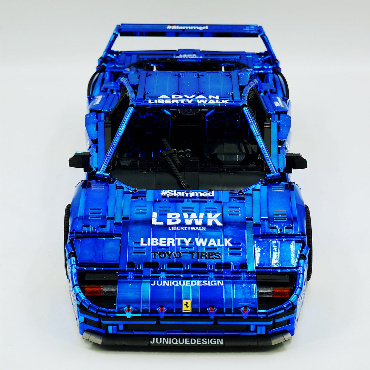 Trilumity Building Block Set: 1:8 The Ultimate 80s Turbo Icon Supercar | Lb Style Electroplated Mirror Royal Blue Edition (4026-Piece)