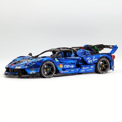 Trilumity Motorized Building Block Set: 1:8 The Ultimate Italian Hybrid Hypercar Evo | Matte Sapphire Blue Custom Edition (4058Piece)