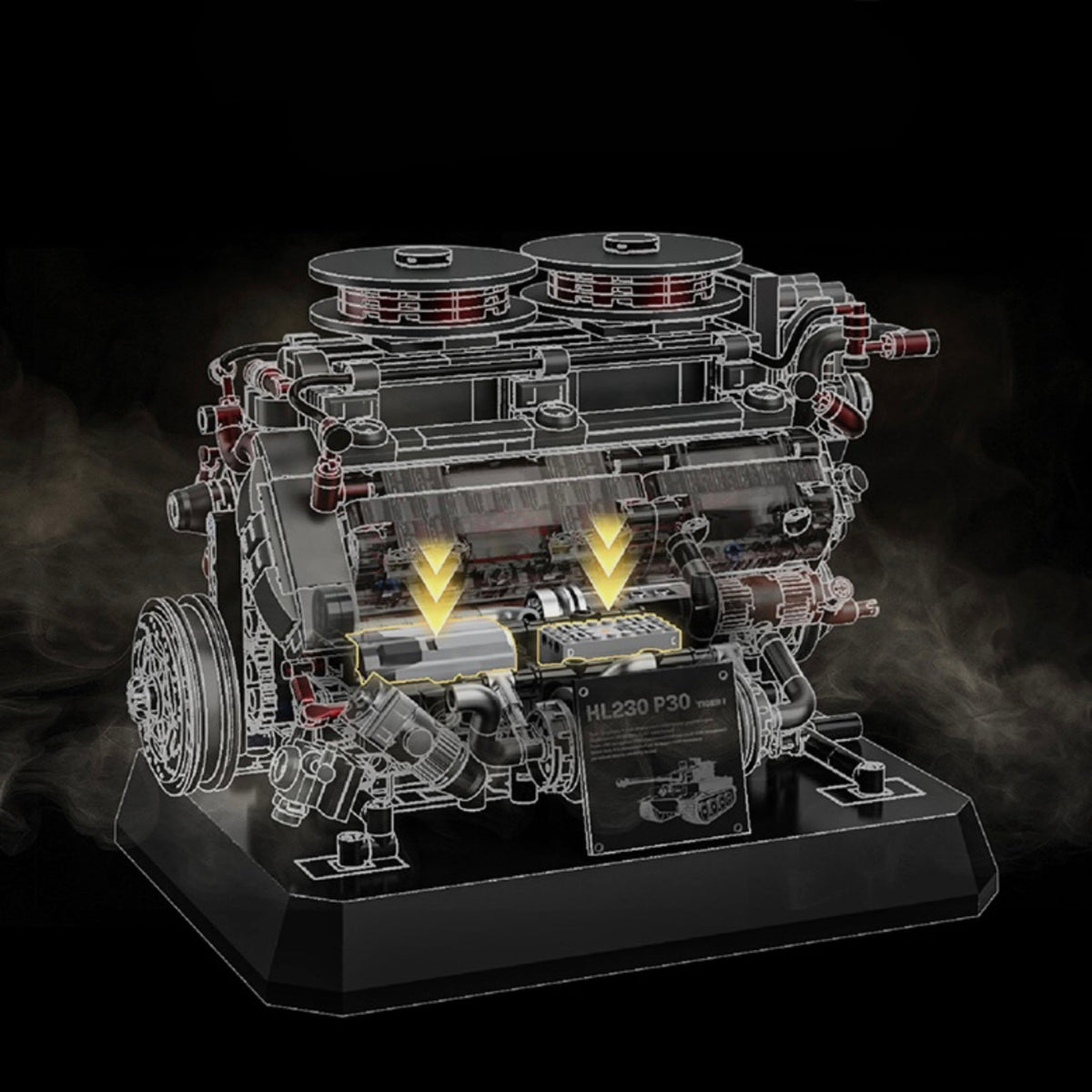 Trilumity Motorized Building Block Set: Heavy Tank V12 Engine | Historic Military Engine Model | 1238-Piece