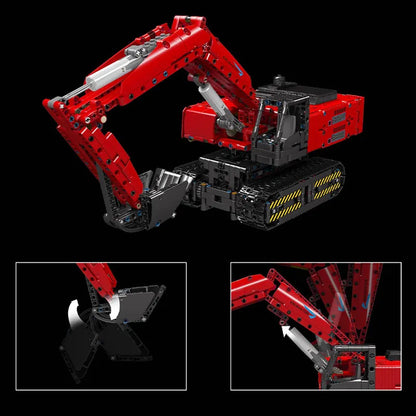 Mould King MOC Building Block Set: Motorized MOC Red Mechanical Digger, Model 15062