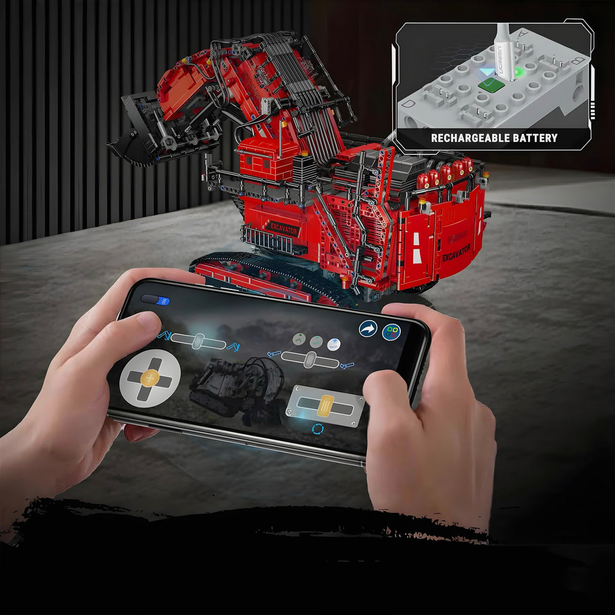Trilumity Heavy Duty Excavator Building Block Set, Remote Control, 4,767-Piece