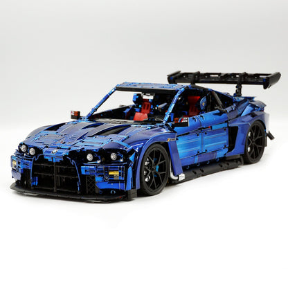 Trilumity Motorized Building Block Set: 1: 8 BMW M4 GT3 Building Set, Fully Detailed Simulation, Electric Sapphire Blue Custom Edition (4556Piece)
