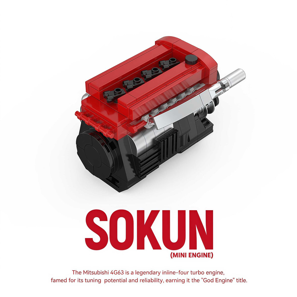 Trilumity Building Block Set: Mitsubishi Evo 4G63 Engine | Home Decor (216Piece)