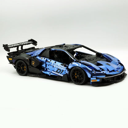 Trilumity Building Block Set: 1: 8 The Ultimate Lamborghini Essenza Scv12, Mirror Blue Plated Limited Edition (4100+Piece)