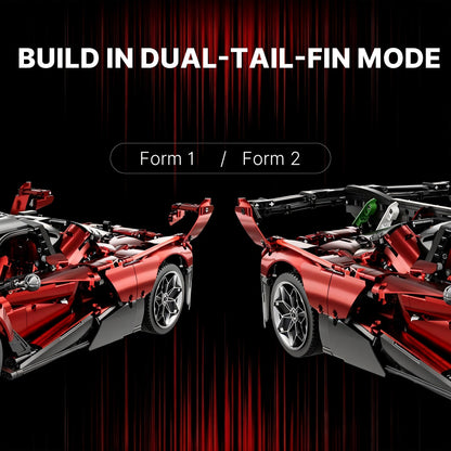 Trilumity Motorized Building Block Set: 1:8 The Ultimate Italian Hybrid Hypercar Evo | Pearl Red Painting Italian Flagship (4058Piece)