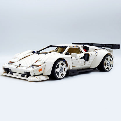 Trilumity Building Block Set: 1:8 Widebody Classic Italian 80s Icon – Pearlescent White Edition (4301-Piece)