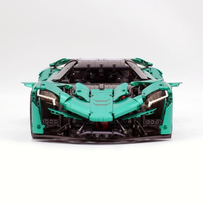 Trilumity Motorized Building Block Set: 1:8 The Ultimate Ajlani Drakuma | Customized Barrel-Plated Emerald V8 Concept Hypercar (3920+-Piece)