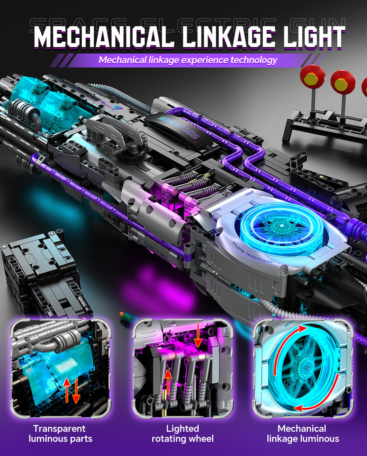 Trilumity 2 in 1 Transforming Electric Space Gun and Robot Building Toy, Futuristic Mechanical Interactions and Building Block Set, 3,037-Piece