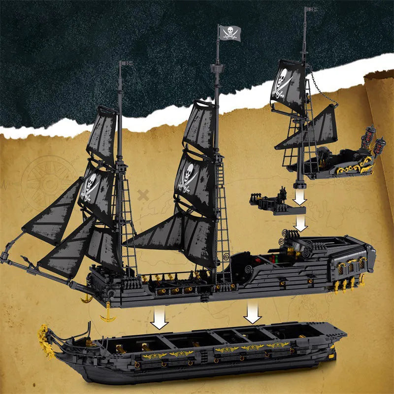 Reobrix MOC Building Block Set: Pirates Of Caribbean MOC Black Pearl Ship, Model RE66036