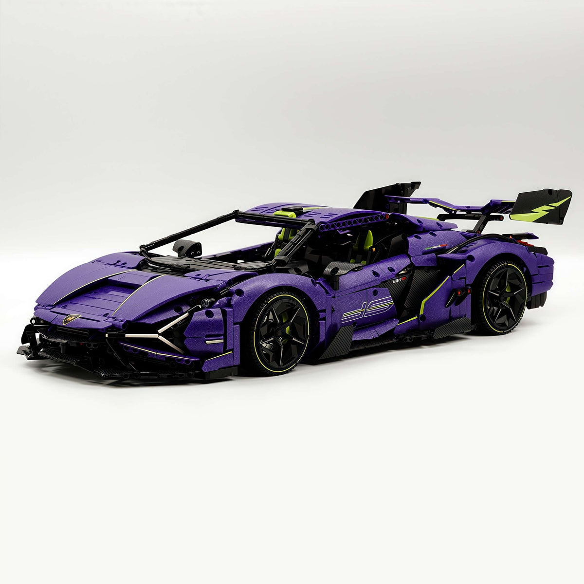 Trilumity Motorized Building Block Set: 1:8 Comet Purple Lamborghini Supercar with Remote Control – Electric Features, V10 Engine, and Custom Starry