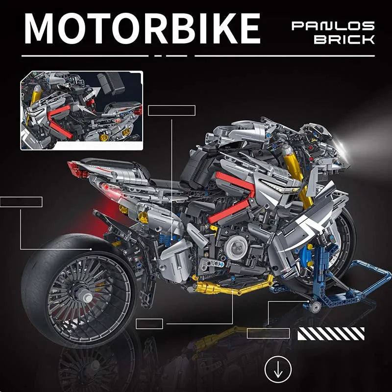 Panlos MOC Building Block Set: Super Sport Racing Motorcycle, Model 672106