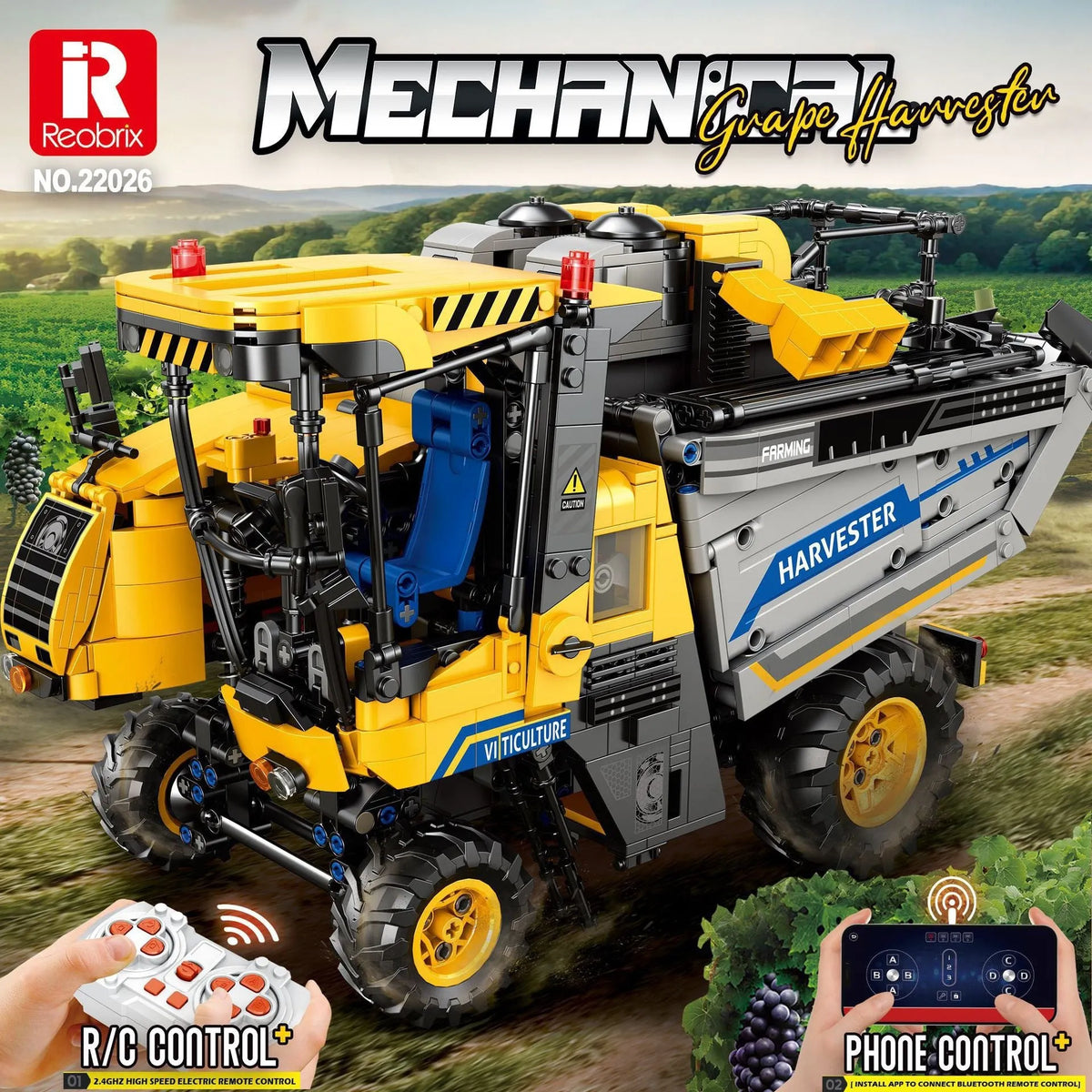 Reobrix MOC Building Block Set: Motorized Grape Harvester, Model RE22026