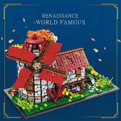 Reobrix MOC Building Block Set: European Century MOC Medieval Windmills Town, Model R66014