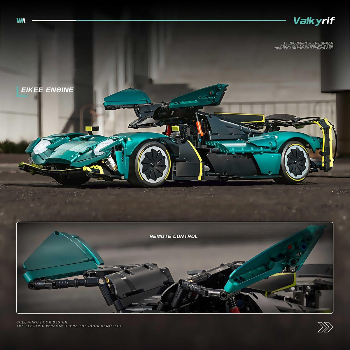 Trilumity Building Block Set: 1: 8 Aston Martin Valkyrie Hypercar (3869-Piece)