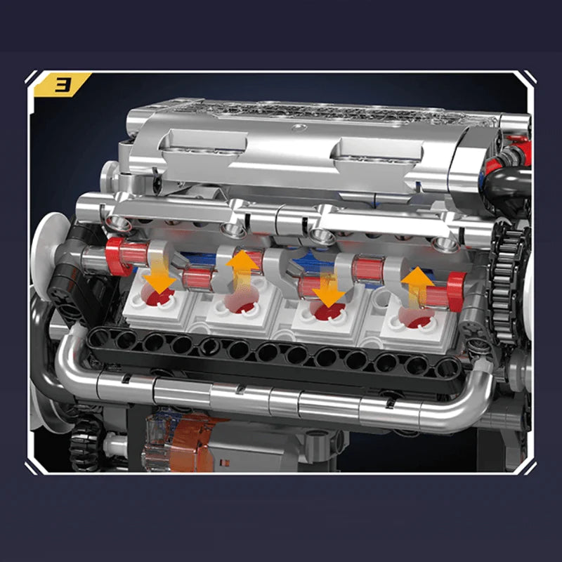 Trilumity Building Block Set: Motorised V8 Engine (534-Piece)
