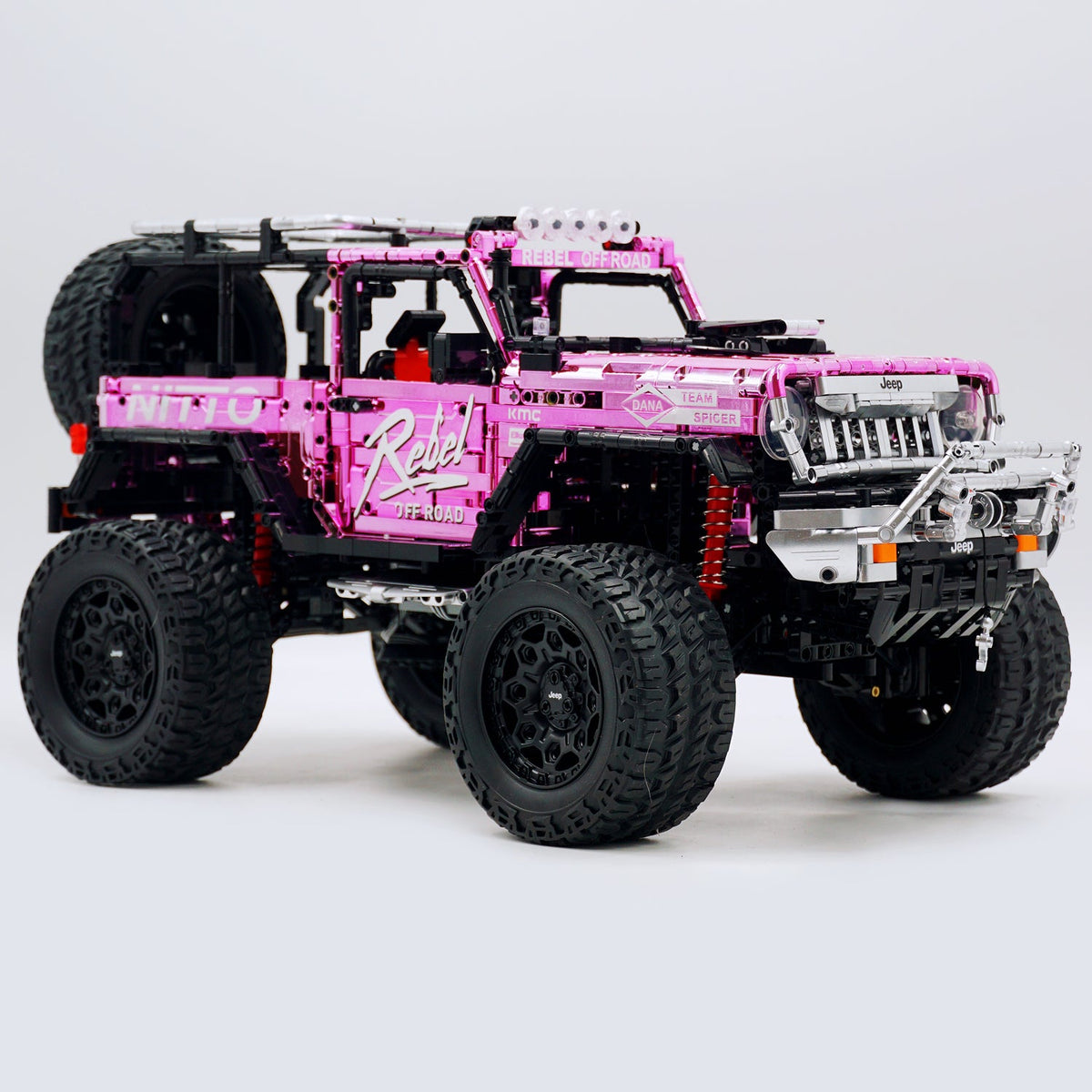 Trilumity Jeep Wrangler Off-Road Electroplating Pink Limited Edition Building Block Set, 1:6 Scale, Remote Control, 2,121-Piece